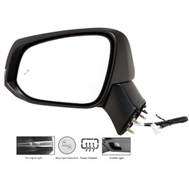 APA Replacement Exterior Rear View Mirror fits 2019-2022 RAV4 RAV 4 Power Heated with Blind Spot Detection Signal Puddle Light All Textured Black Driver Left Side 8794042E21 TO1320423