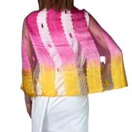 Luxemin Pink Yellow%100 Silk with Silk Cocoon Shawls and Wraps for Evening Dresses, Pure Silk Women's Wedding Shawls, Dressy Shawls and Wraps