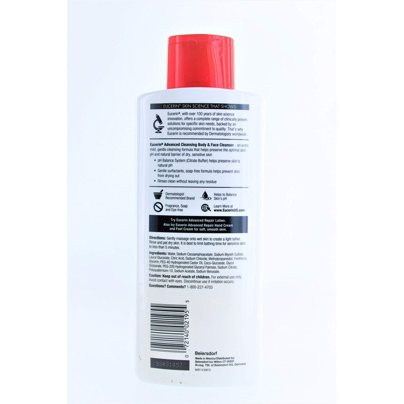 Eucerin Advanced Cleansing Body & Face Cleanser - Fragrance &