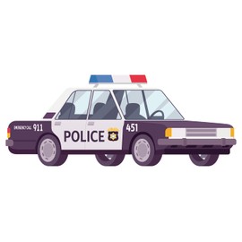 Wall Decal: Police Car Artwork Vinyl - 911 Emergency Vehicle Art Drawing Decoration 36" x 22"