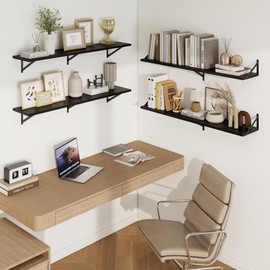 Axeman 48 Inch Floating Shelves | 10 Inch Deep Oak Wall Shelves Set of 2 | 48" W x 10" D Oak Floating Shelves for Living Room Bathroom Kitchen