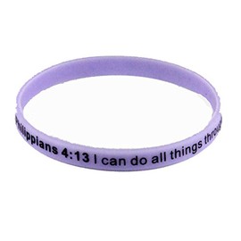 8140003 Set of 3 Philippians 4:13 I Can Do All Things Thin Silicone Bracelet Band 6mm Adult Size