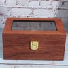 Wooden 3 Grid Watch Display Box Transparent Window Anti‑Slip Watch