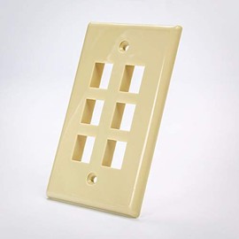 Vertical Cable 6 Port Keystone Wall Plate Black - Single Gang Wall Plate - UL & cUL Listed - Beige