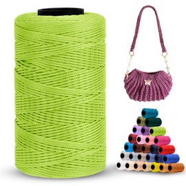 LEREATI Polyester Macrame Cord 1mm x 251yards Polyester Yarn for Crocheting Braided Polypropylene Cord Crochet Bag Cord Macrame Yarn for Crocheting, Handbag, Beading, DIY Crafts (Autumn Green)