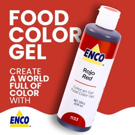 ENCO Food Coloring Gel Red 8.8 oz (250g) Concentrated, Vegan