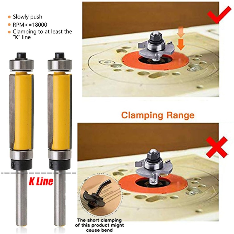 Gasea 12Pcs 1/4" Shank Top and Bottom Bearing Flush Trim
