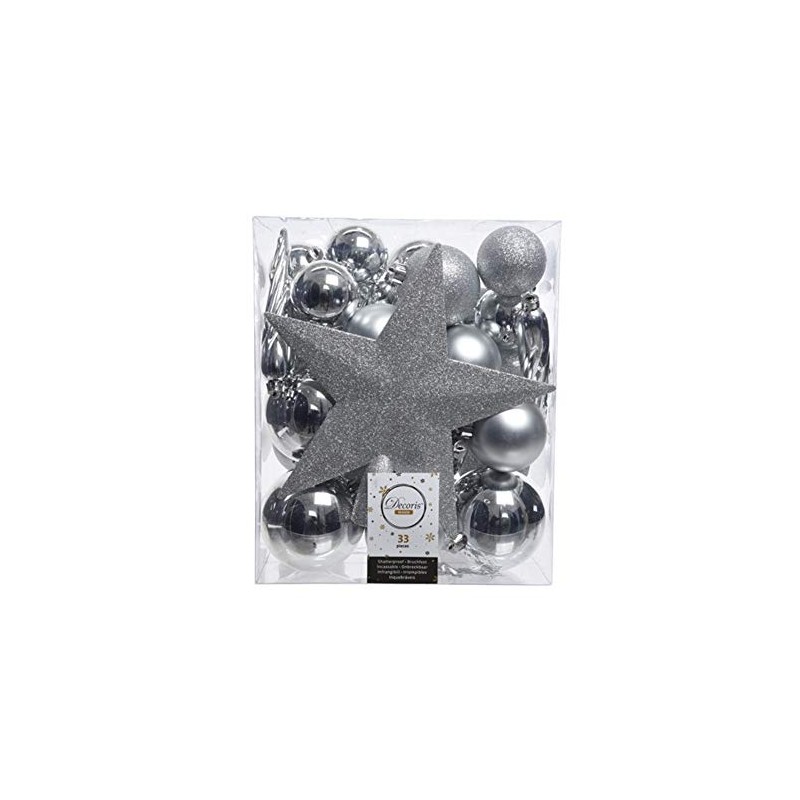 33 pieces - Christmas Tree Decoration Kit: Baubles, Decorations, Star