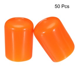 MECCANIXITY 50pcs 19mm(3/4") Rubber End Caps Cover PVC Vinyl Screw Thread Protector Round Wire Shelf Caps for Screw Bolt Pipe Fence Post, Orange