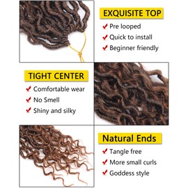 Goddess Locs Crochet Hair 30 Inch Long Faux Locs Crochet Hair for Black Women Pre Looped Crochet Locs with Curly Ends Curly River locs Crochet Braids (T1B30)