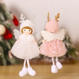 YGCHEN Christmas Pendant Angel Plush Christmas Decoration Christmas Tree Angel Figure Christmas Ornament Christmas Tree Decoration Angel Doll Pendant Christmas Decoration Communion Pack of 2