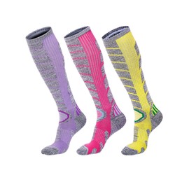 Hazako Snowboarding Ski Socks, Cold Protection, Socks, Outdoor Wear, Boot Cut, High Socks, 3 Types Over the Knee, Suitable for Juniors, Women's, Men's, Thick, Graduated Compression, Cold Protection,