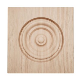 4 1/2" W x 4 1/2" H x 7/8" P Americraft Solid Hardwood Stain Grade Bullseye Rosette with Squared Edge, Red Oak