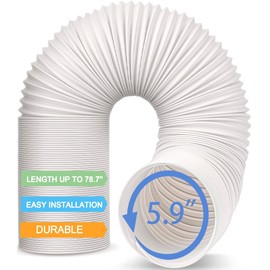 Jin&Bao Air Conditioner Vent Hose, Portable Exhaust Duct with 5.9’’ (6‘’) Diameter, Counterclockwise Rotation, Length up to 78 Inches, Universal Replacement AC Hoses