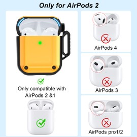 RFUNGUANGO for AirPods Case, Magnetic Lid,Military Grade Anti-Fall Soft TPU Shock-Absorbing Protective AirPods 2&1 Generation Case with Cleaning Kit,Orange