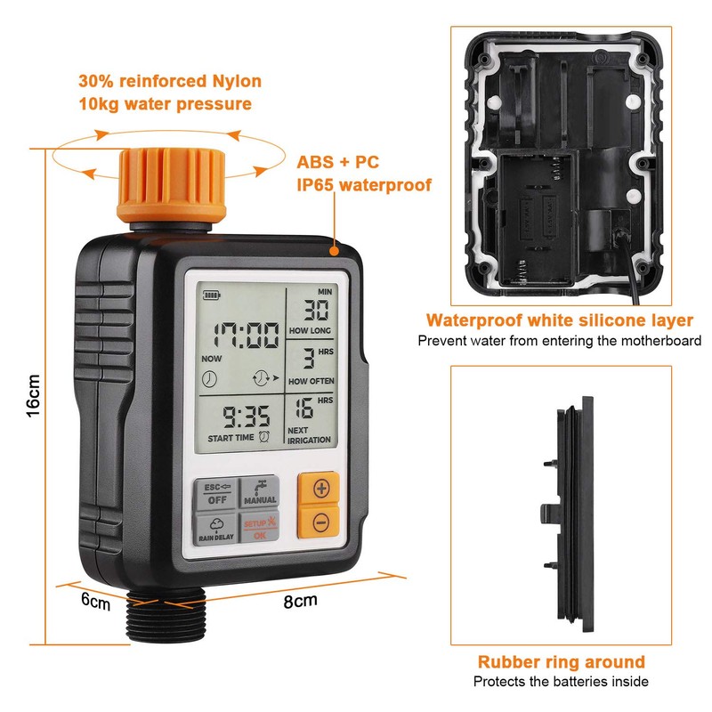 Johgee Watering Computer with 3 Inch Screen, Watering Clock with