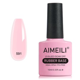 AIMEILI Rubber Base Pink Gel Nail Polish Nude Colors for Nails in UV LED Soak Off Gel Nail Gel Polish - (591) 10ML