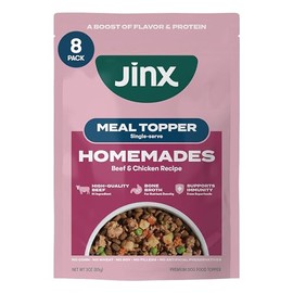 Jinx Beef & Chicken Wet Dog Food Pouches, Meal or Dog Food Topper Mix-in, Made with Real Beef & Chicken, Bone Broth, No Fillers - Puppy, Adult, Senior, 3oz, 8 Pack