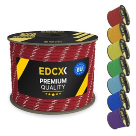 EdcX 4mm Nylon Paracord 550 50m (165 feet) - Type III, 100% Nylon Rope, 7 Strand Rope, 4mm Nylon Rope in Solid Colors (Reflective Red, 50 m)