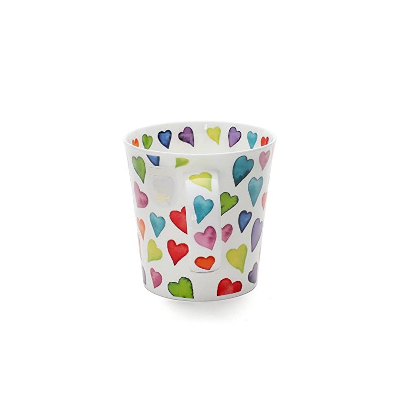 Dunoon, "Bone China"-Porzellan-Tasse, "Herz"-Design, Rauchquarz