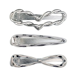 SXQLYH Pack of 3 Hair Clips, Hair Clips, Metal Clips, Hair Clip Girls, Ponytail Clips, Non-Slip Crocodile Hair Clips, Hair Accessories for Girls, Women (Silver-C)