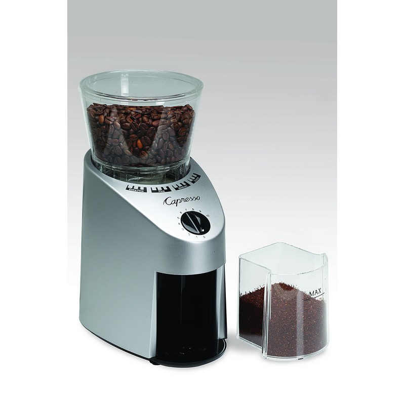 Capresso 560Infinity Conical Burr Grinder, Brushed Silver, 8.5-Ounce