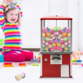 Vending Machine for Kids, 25 Cents Coin Operated Commercial Candy Gumball Machine, Dispenser Prize Machine, Big Capsule Toy Vending Machine Twister Balls Toys Bank Gadget Retail Store (Red)