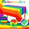 Disposable Rainbow Table Cloth with 10 PCS Napkins, Plastic Oil