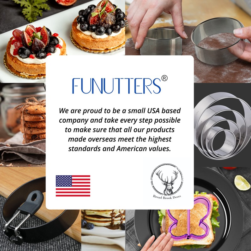 FUNUTTERS Egg Rings, 3.5'', Nonstick, Professional and Large, Stainless Steel