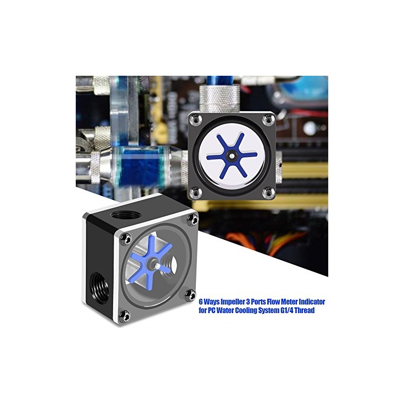 Water Flow Meter, 6 Impeller 3 Ways Flow Meter Indicator