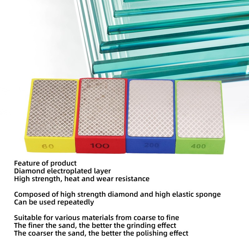 DingGreat 4Pcs Diamond Hand Polishing Pads - Grit Diamond Sanding