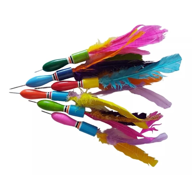 Singex Set De 12 Dardos Lanzadores Artesanales Plumas Madera