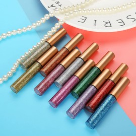 Delineador de Ojos Brillante Líquido, Delineador de Ojos Metálico Brillante de 10 Colores