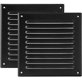 Vent Systems 6 x 6 Inch (Inner) - Pack of 2 - Black Vent Cover - Square Metal HVAC Return Air Grille with Mesh Screen - Register Wall Vent Duct Grill - Outdoor, Indoor, Crawlspace Exhaust Ventilation