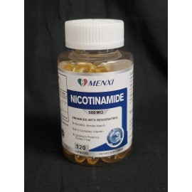 MENXI Nicotinamide 500mg with 100mg Resveratrol Anti-Aging, 120 Capsules Exp.09/26 NEW