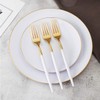 I00000 144 Gold Plastic Forks, Disposable Gold Flatware with White