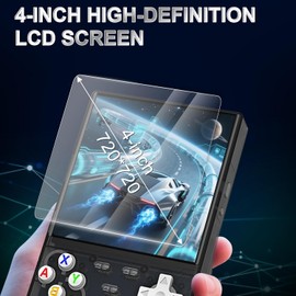 Forlarme R36Ultra Retro Handheld Game Console - Open Source Linux System, Built in 15000+ Retro Games , 64GB TF Card , 4.0 - Inch IPS Screen Protable Handheld Emulator Console Black