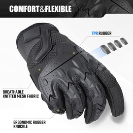 AXBXCX Tactical Motorcycle Gloves for Men - Rubber Protection Airsoft Gloves Touch Screen Motorcycle Full Finger Gloves for Paintball Riding Driving Cycling Outdoor Sport Black S