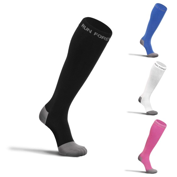 Run Forever Sports Compression Socks for Men & Women – 20-30mmHg Medical Grade Graduated Stockings