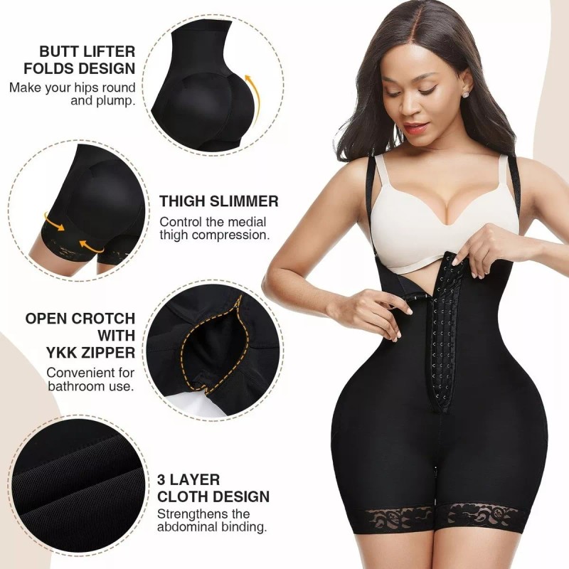Lefun Fajas Colombianas Body Shaper Cremallera Open Bust Body