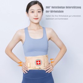 Oramuon Decompression Back Belt, Back Support Belt for Men and Women, for Back Pain and Nerve Pain, Back Brace and Back Traction Device for Waist Circumferences of 74-124 cm, Beige