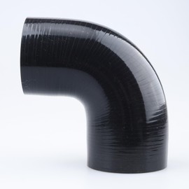 AC PERFORMANCE ID 2.5" to 2.35" (63mm to 60mm), 90 Degree Elbow Reducer Coupler, Leg Length 3.5" (90mm), 3-Ply Reinforced, Universal Automotive Silicone Hose, Black