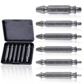 GOLD DEER 6 Piece Set Damaged Screw Extractor Set, Titanium Damaged Screw Extractor, Slotted Screw Extractor, Screw Extract, Spiral Recoil Stud Bolt Remover, Screw Saurus, Screw Removal, Slotted Hexagonal Bolt Removal, Screw Removal Bit, Extractor, Repair Tool, Screw Thread Repair Kit, Screw Head Removal Kit, Includes Storage Case