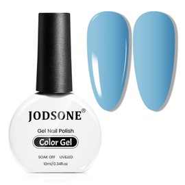 JODSONE Medium Blue Gel Nail Polish 10ml LED Gel Polish Baby Blue Nail Color Professional Salon Finish Long-Lasting Low Odor Need U V Lamp Curing