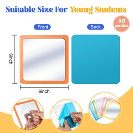 Dandat 10 Pcs Small Mirrors for Kids 6 x 6 Inch Square Shatter Proof Reflector Toddler Glass Plastic Reflector for Classroom DIY Craft Preschool Facial Expression (Macaron Colors)