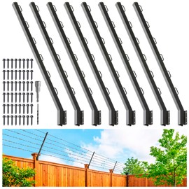 Epcee 8-Pack Angle 25° Fence Post Extender, 40" Fence Barbed Wire Extend Arm，for Outdoor Fences to Increase Height, Protect Privacy and Pets Jumping Off (8, 40in-25°Angles - Wood Post)