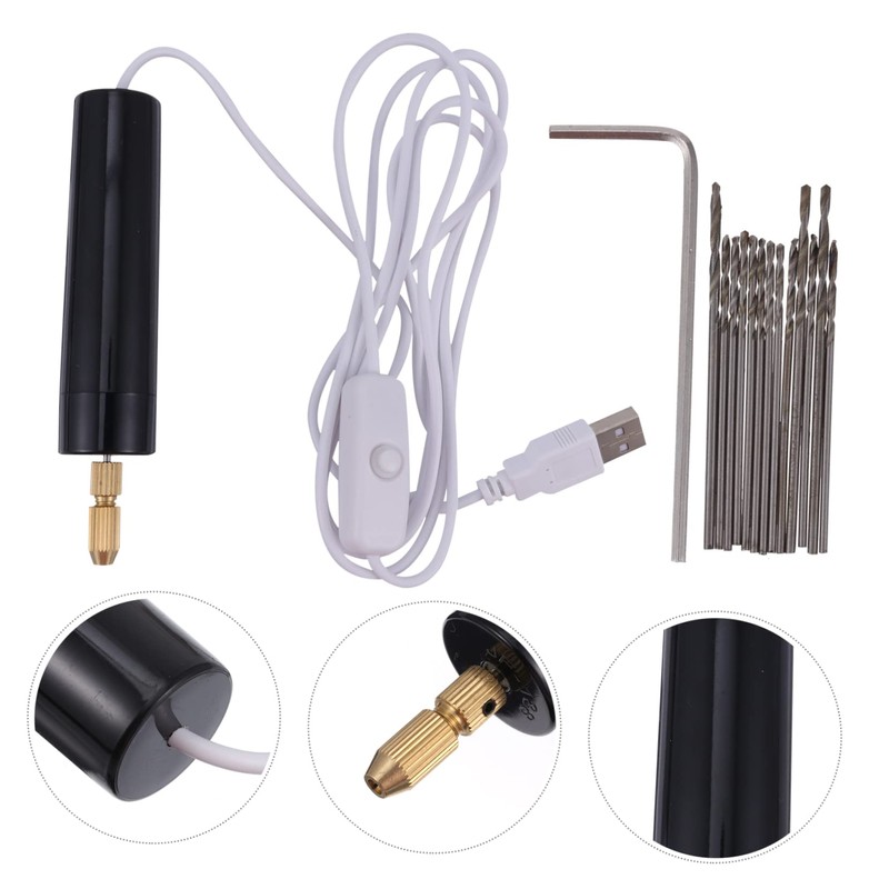Operitacx 15Pcs USB Charging Mini Electric Drill Kit Cordless Rotary