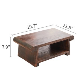 GZQWDC Japanese Altar Table,Folding Floor Table,Wood Small Low Meditation Table,Coffee Table for Living Room, Brown,19.7" x 11.8" x 7.9"