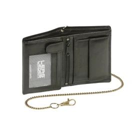 Biker Wallet with Chain DOLPHIN, Genuine Leather, black