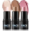 3PCS Colorete En Crema Contour Stick Iluminador En Stick, Bronzer